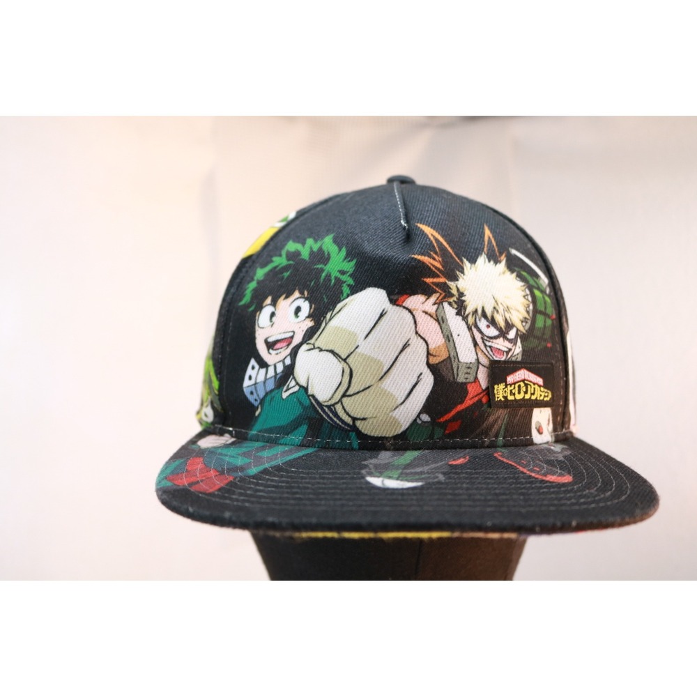 My Hero Academia Hat Mens OSFM Black Anime All Over Print Snapback Cap